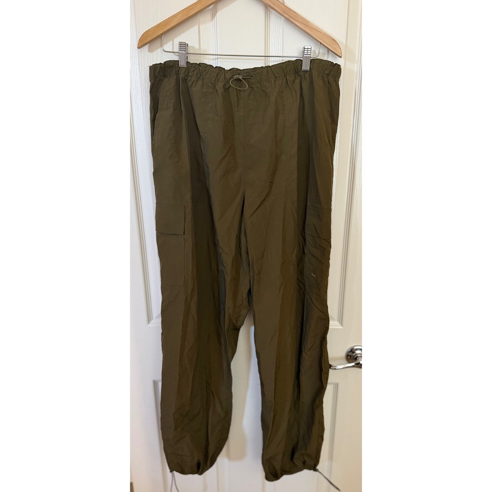 PINK Victoria's Secret Utility Parachute Cargo Baggy Green Athleisure Pants XL. - Picture 2 of 6